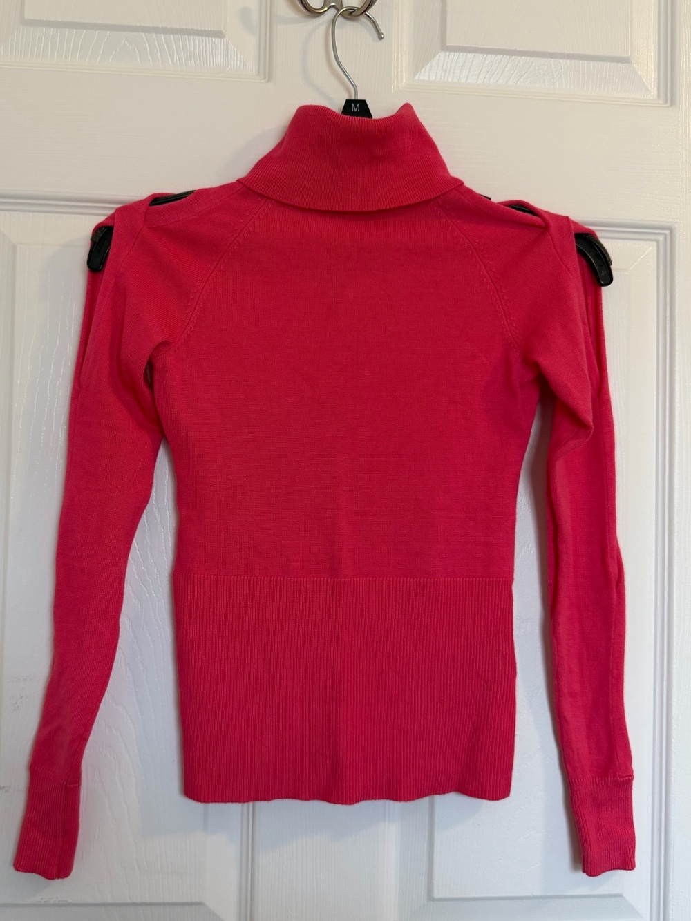 Guess Hot Pink Turtleneck Sweater with Shoulder Button Detail